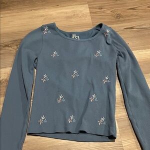Fct Women's Long Sleeve Embroidered Tee - Slate Blue